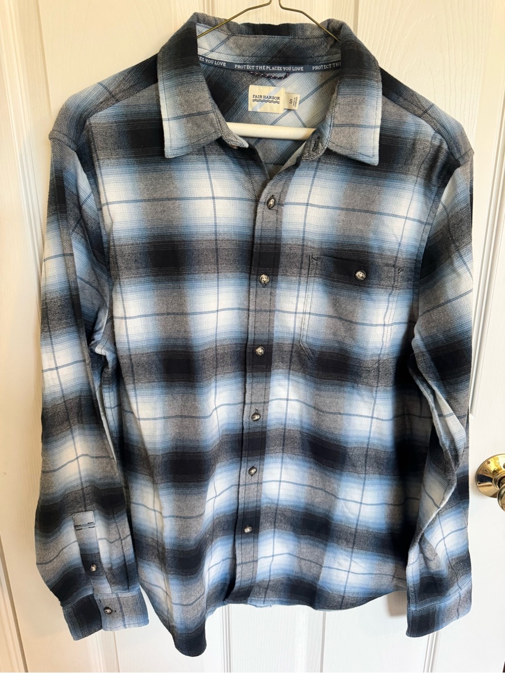 Fair Harbor Men's Blue Plaid Button-Down Shirt